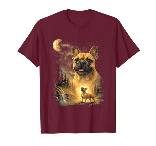 French Bulldog Howling to The Moon Vintage Dog Art T-Shirt