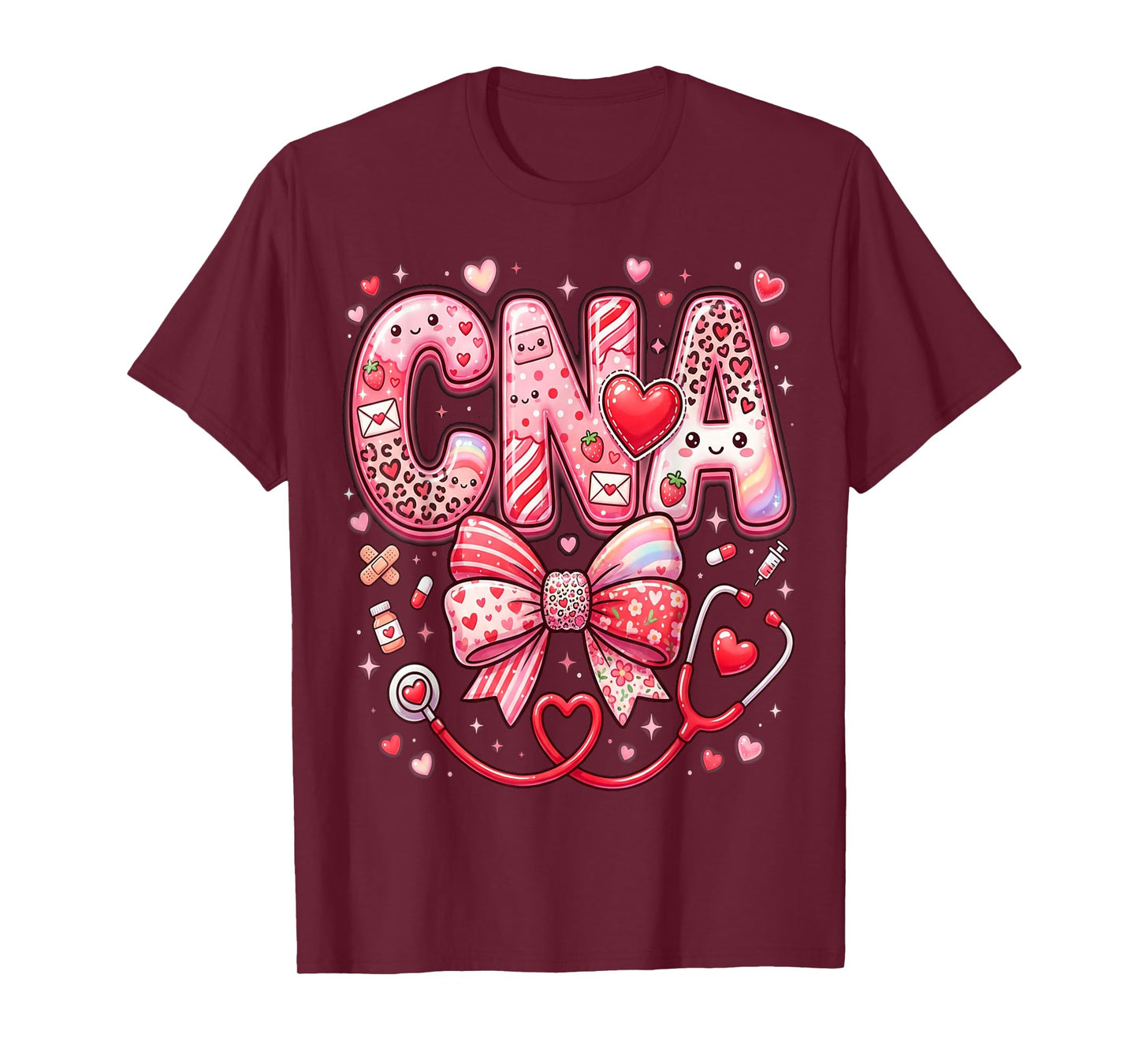 Hearts Certified Nursing Assistant Nurse CNA Valentines T-Shirt