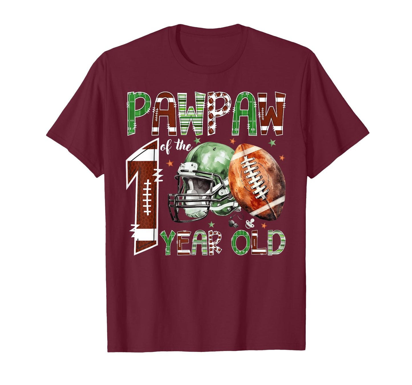 Pawpaw of The 1 Year Old Football Lover 1st Birthday Boy T-Shirt