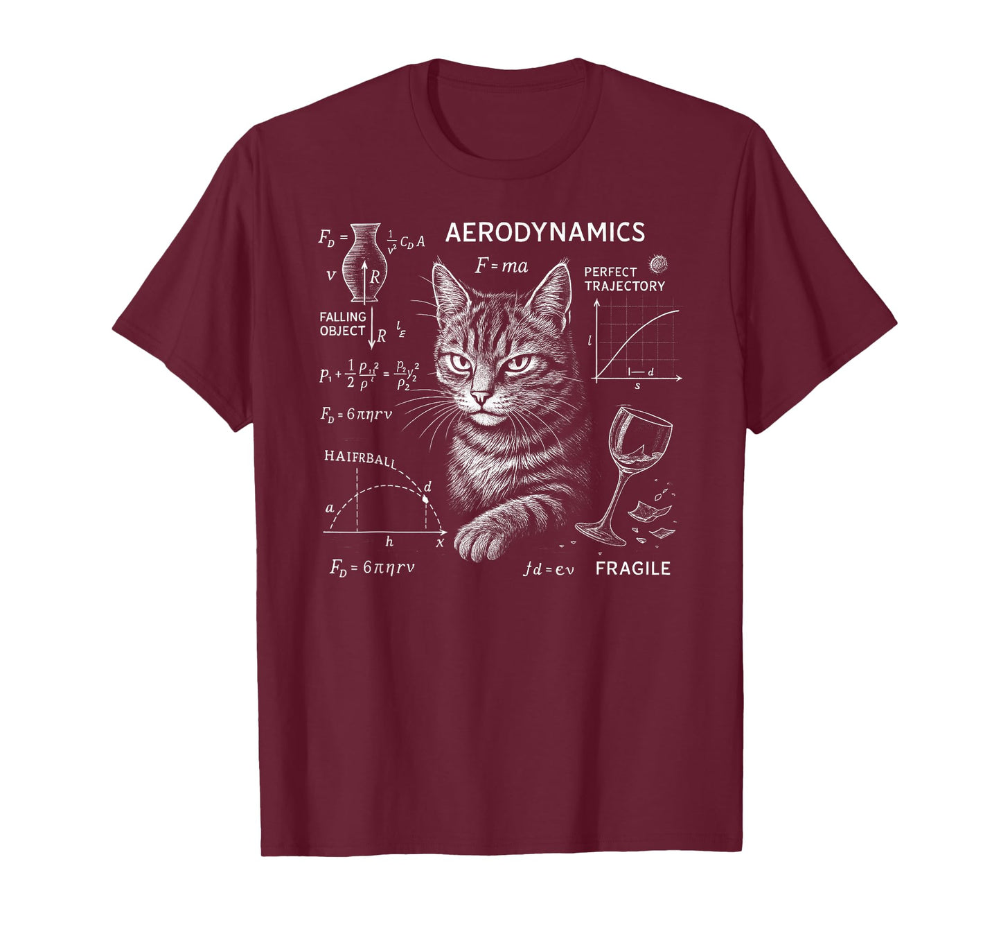 Funny Cat Math Physics Equations Science Humor T-Shirt