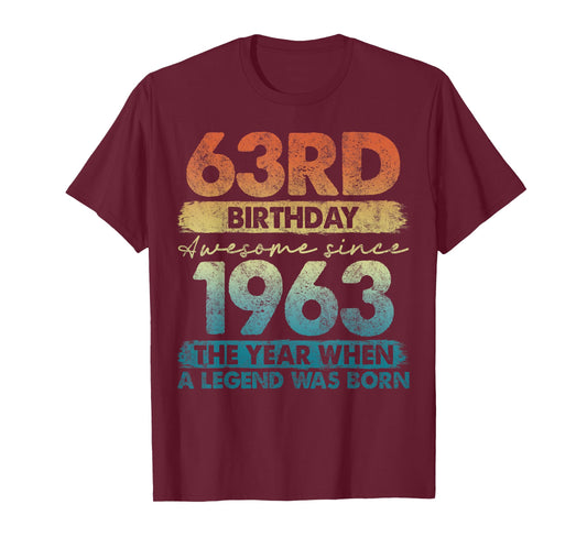63 Year Old Gifts Vintage 1963 Limited Edition 63rd Birthday T-Shirt
