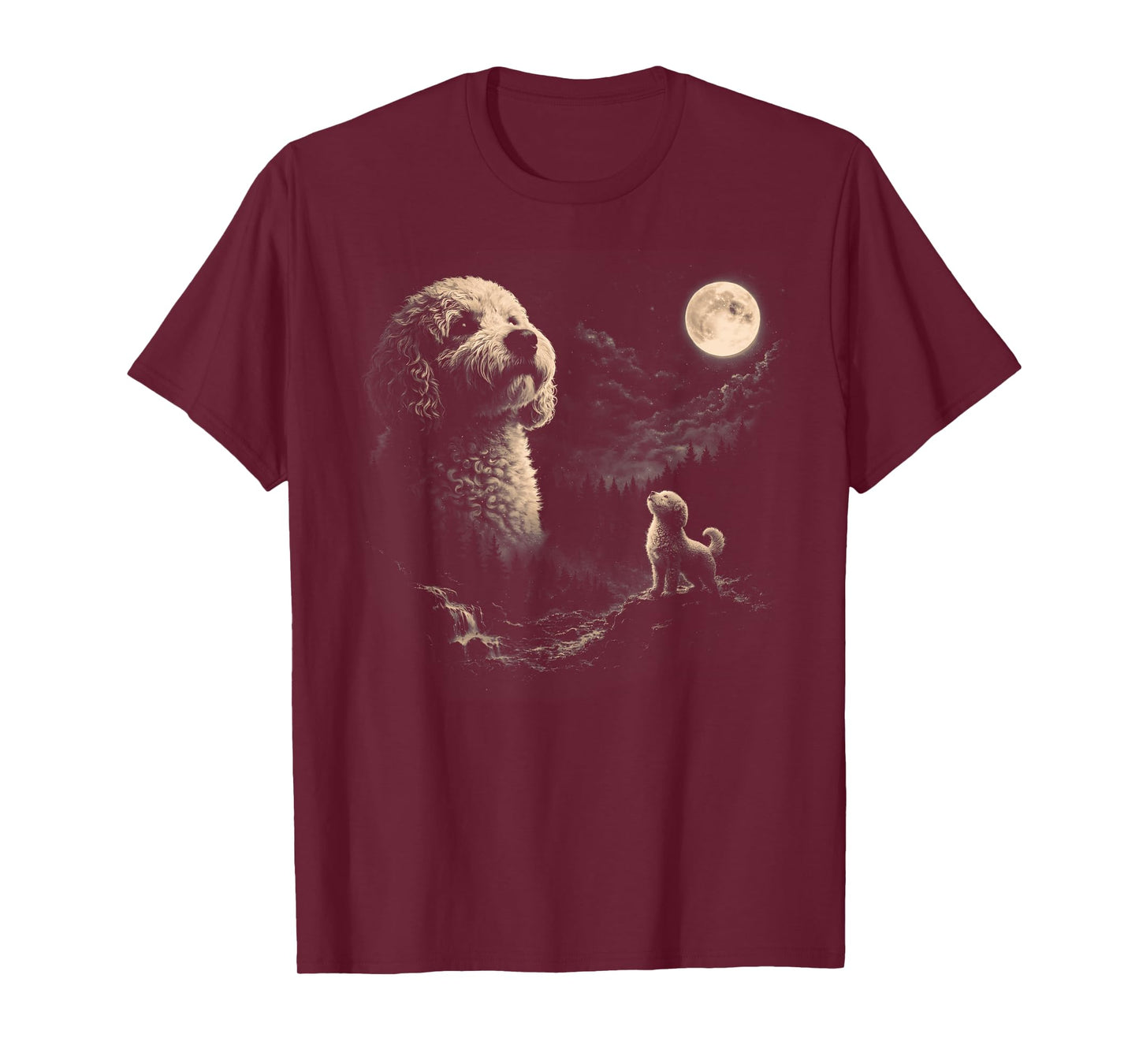 Goldendoodle Howling to The Moon Vintage 90s Retro Animal T-Shirt