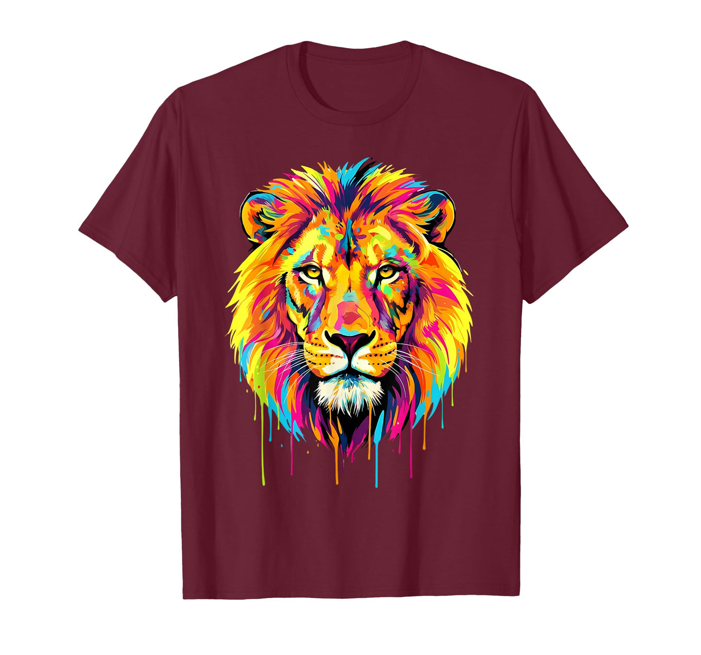 Colourful Cool Lion Head in Vivid Shades Artistic Designed T-Shirt