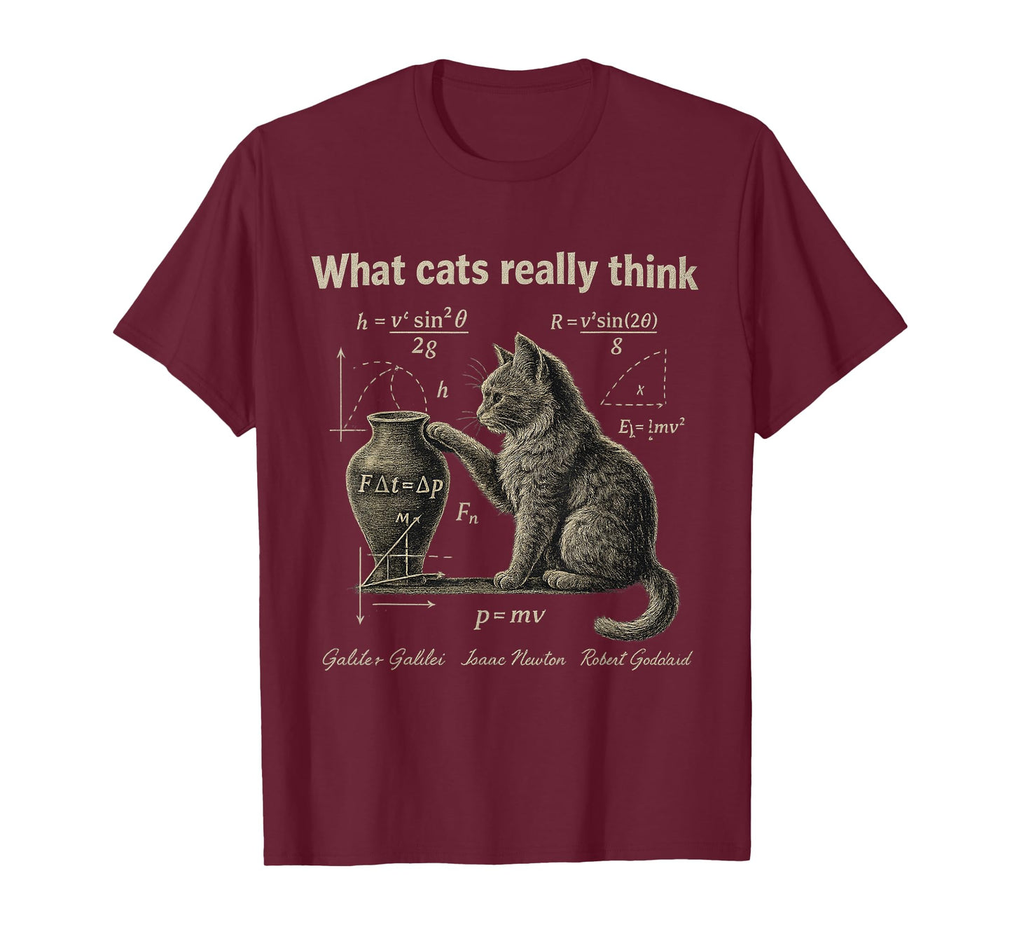 What Cats Really Think Funny Science Cat Vintage Physics T-Shirt