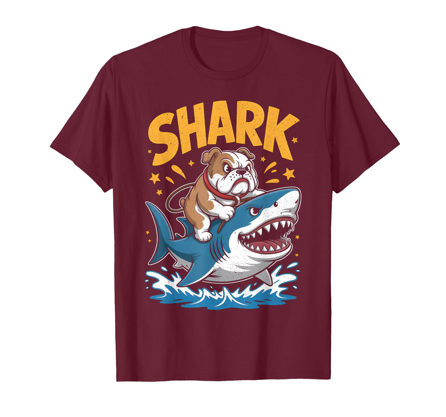English Bulldog Riding Shark Space Galaxy Jawsome T-Shirt