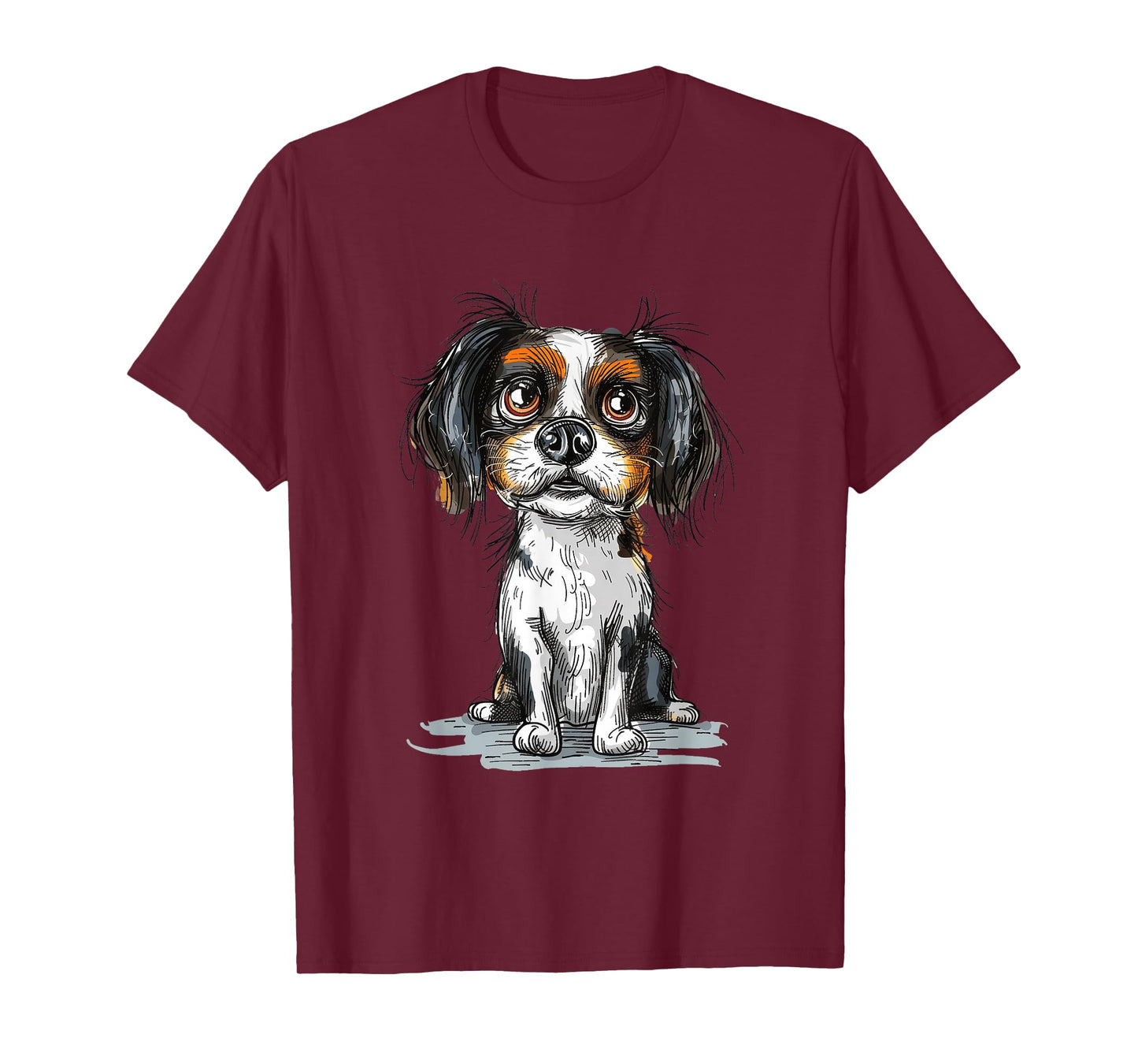 Cute Tricolor Cavalier King Charles Spaniel Puppy Dog Art T-Shirt