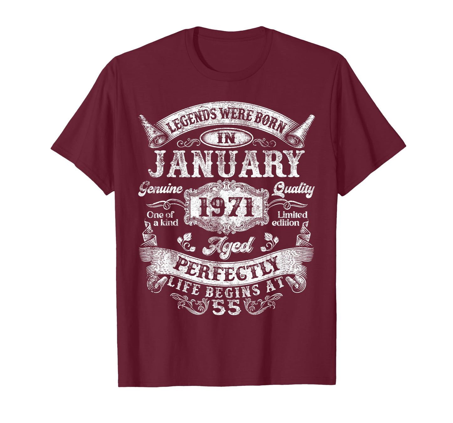 Legends were Born in January 1971 Vintage 55th Birthday Men T-Shirt