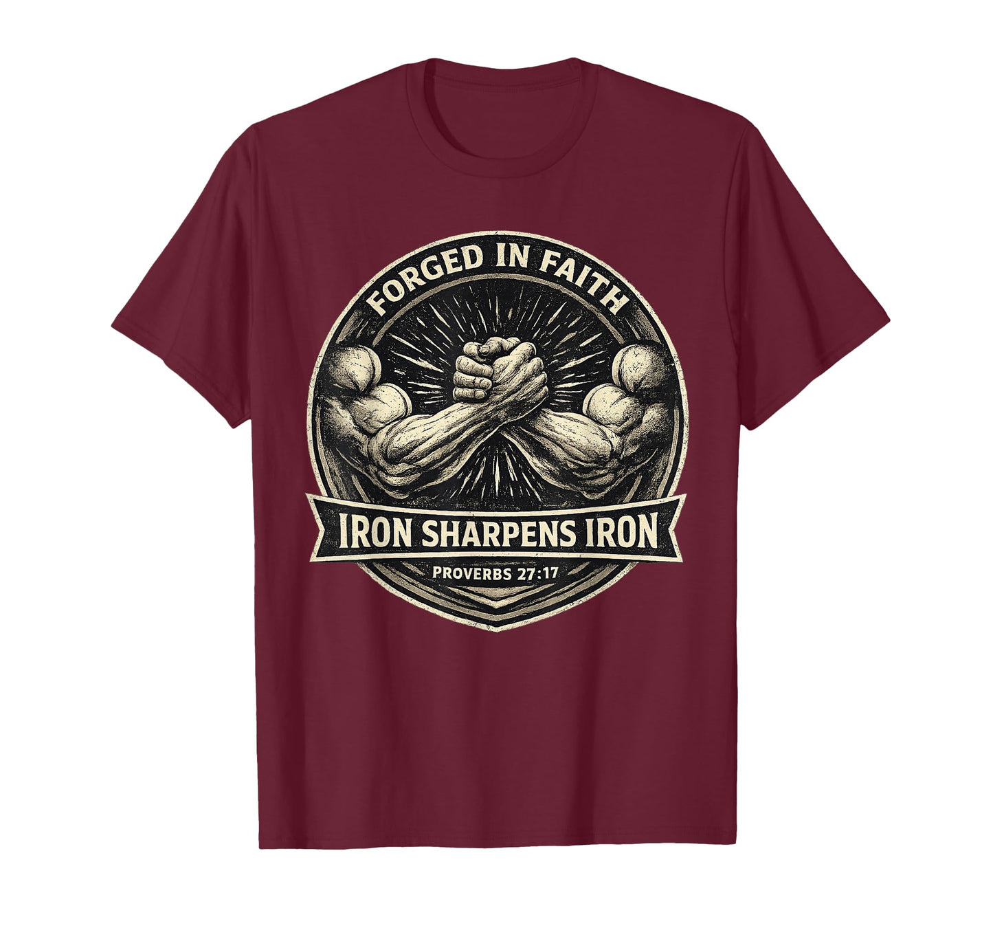 Iron Sharpen's Iron Christian Men Bible Scripture Gym Workou T-Shirt
