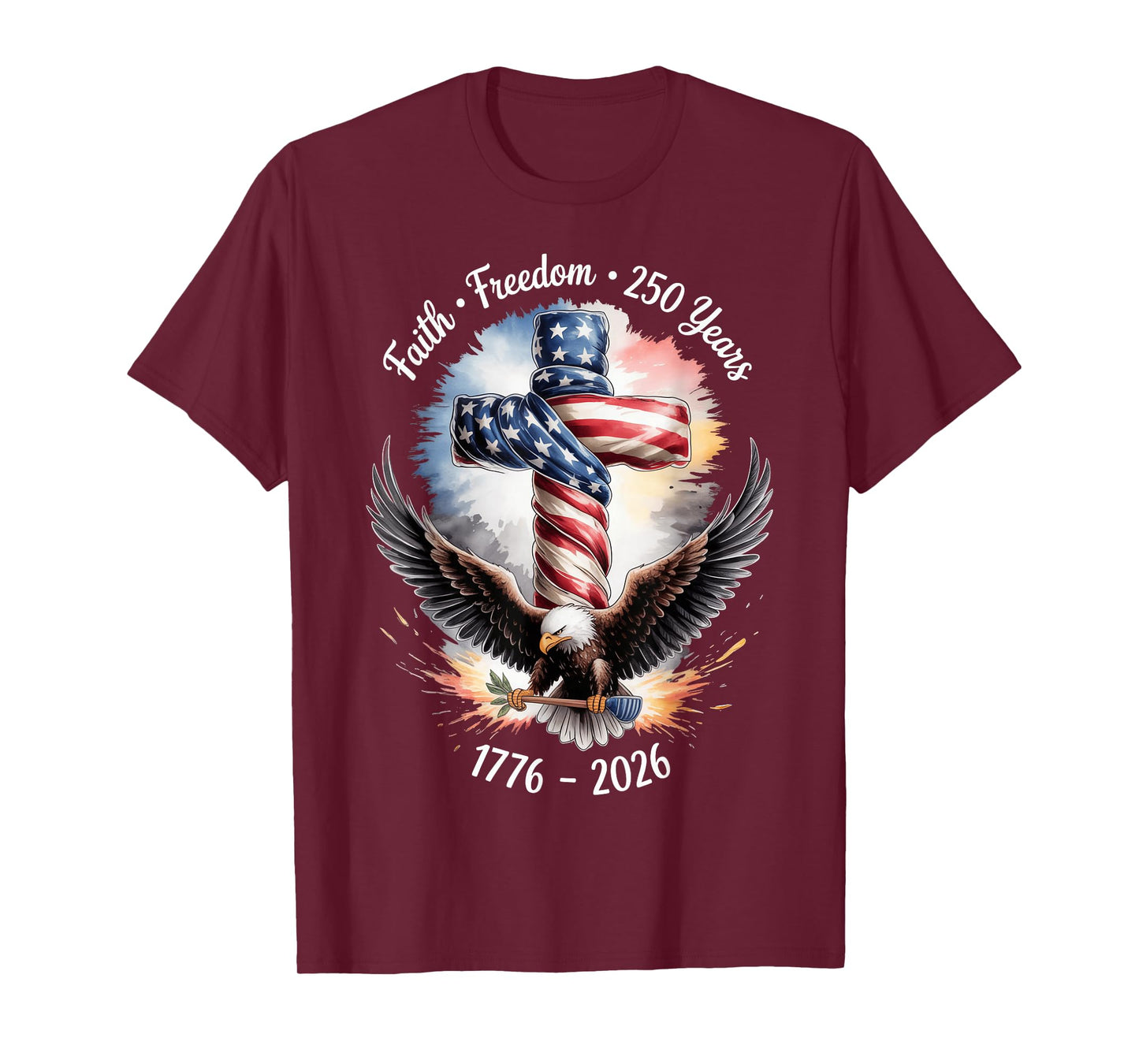 Vintage Faith Freedom 250 Years 1776-2026 Independence USA T-Shirt