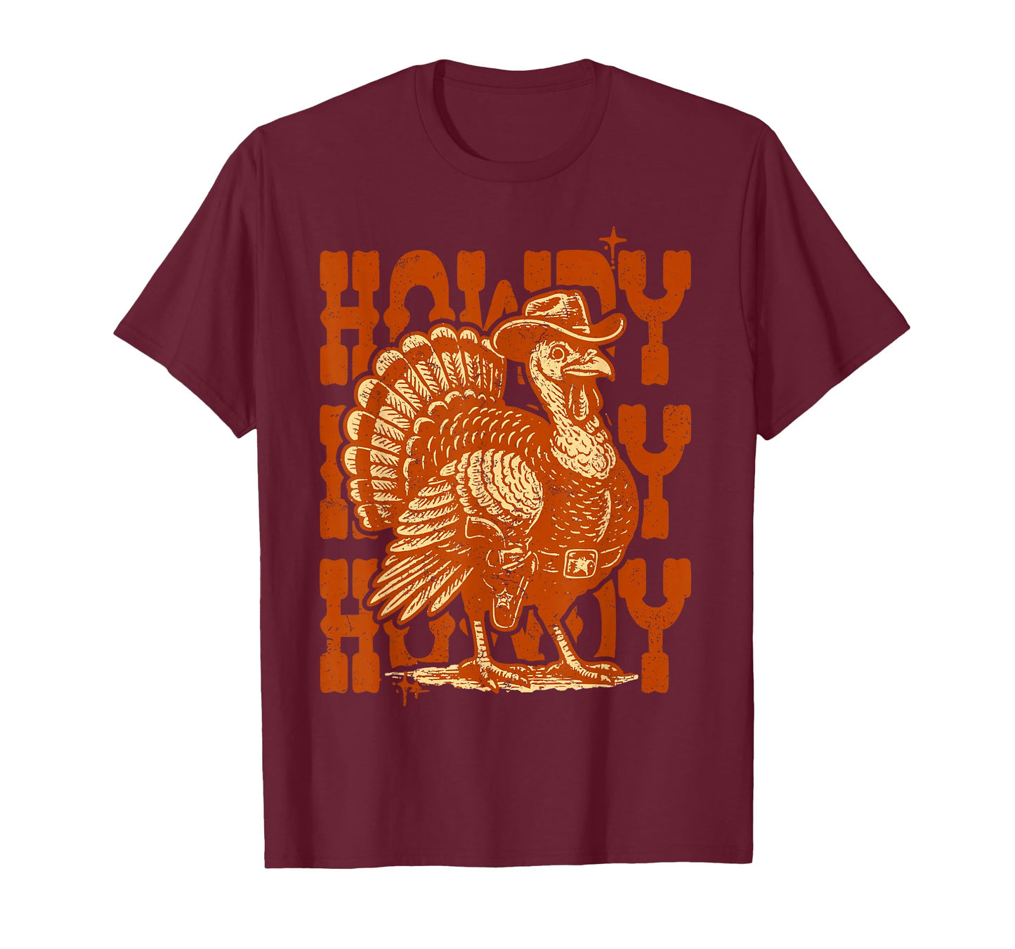 Retro Howdy Thanksgiving Turkey Western Cowboy Fall Vibes T-Shirt
