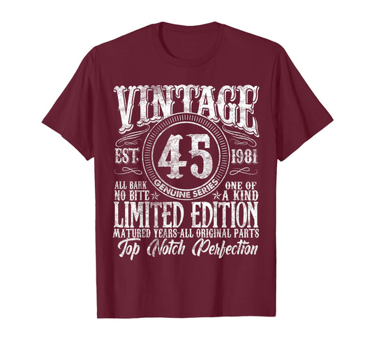45 Year Old Gifts Vintage 1981 Limited Edition 45th Birthday T-Shirt