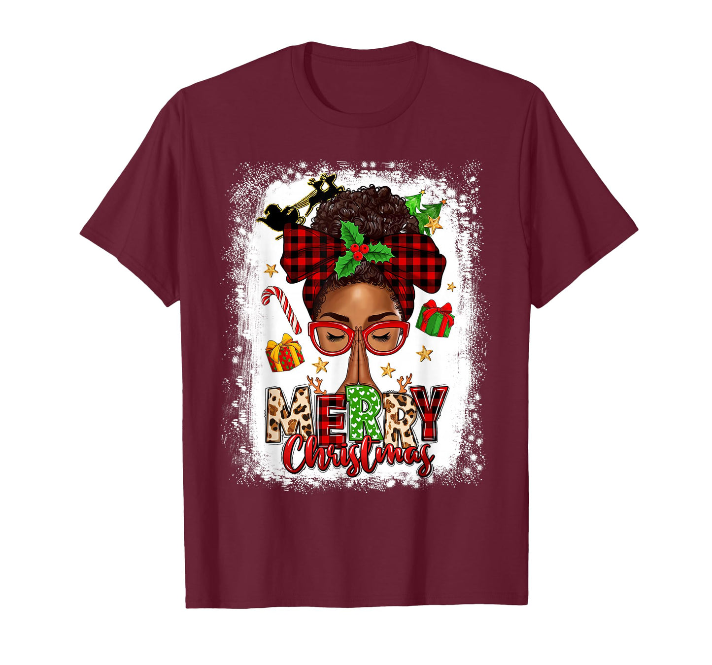 Merry Christmas African American Black Woman Christian T-Shirt