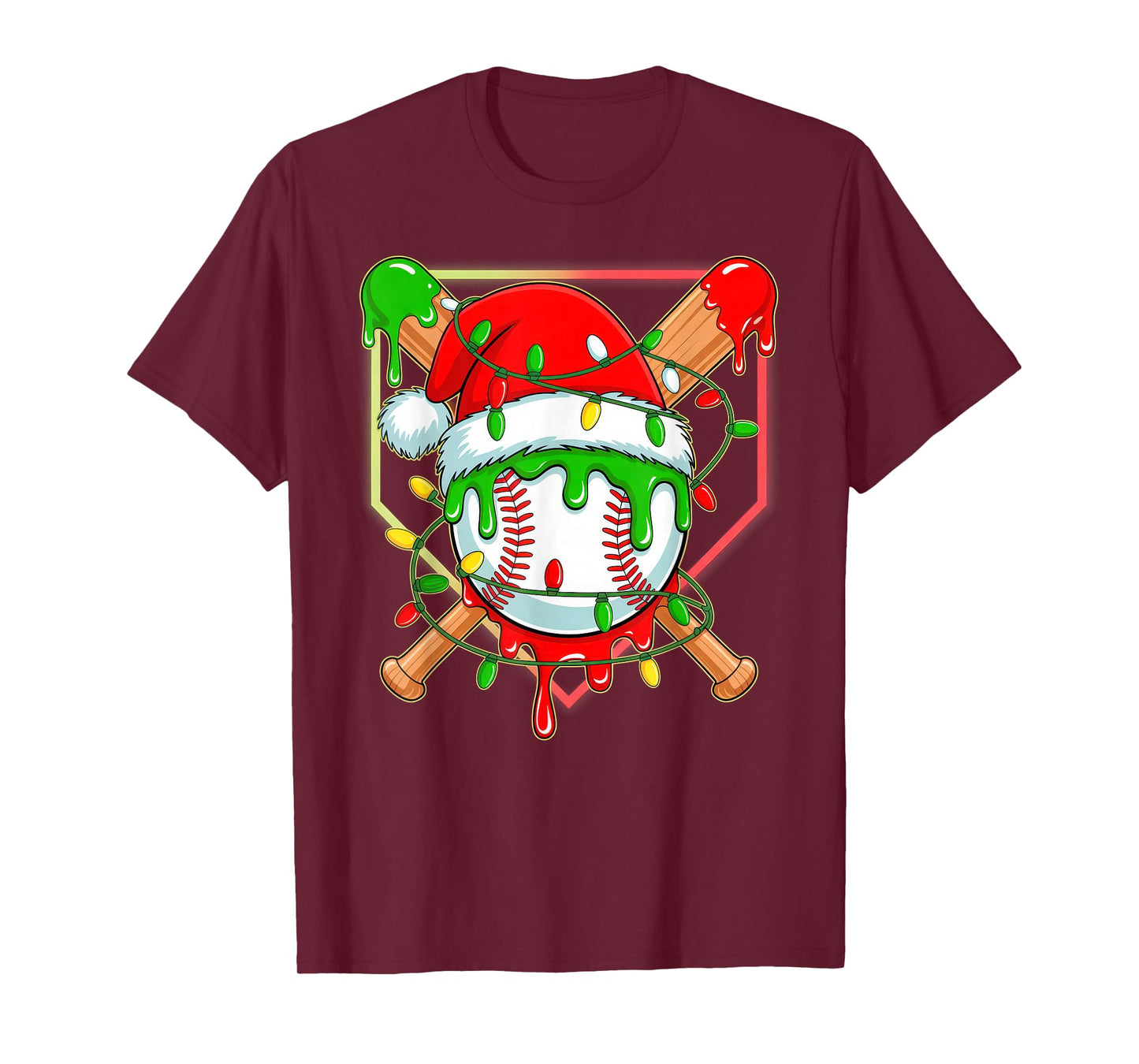 Baseball Christmas Tree Light Xmas Baseball Boys Kids T-Shirt