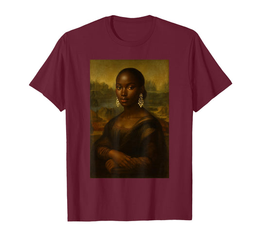 Black Mona Lisa Afro African Melanin Black History Queen T-Shirt