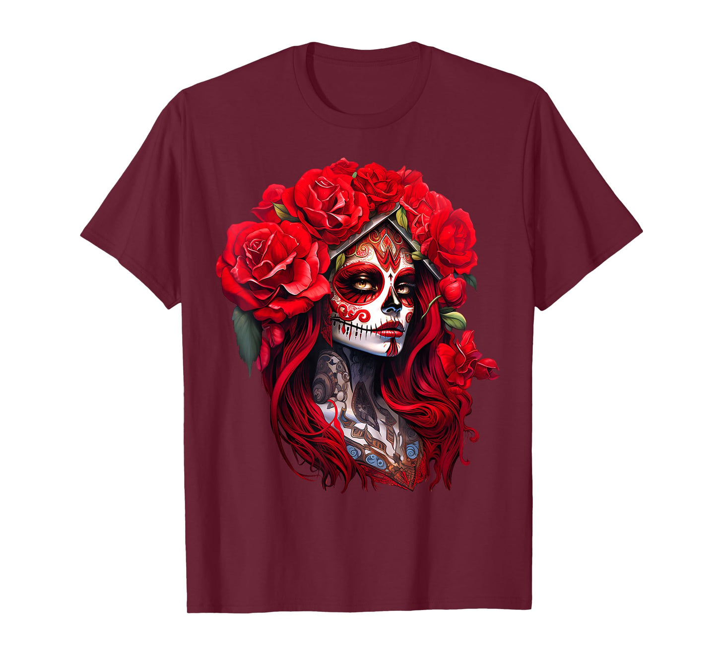 De Los Muertos La Catrina Day of The Dead Sugar Skull Women T-Shirt