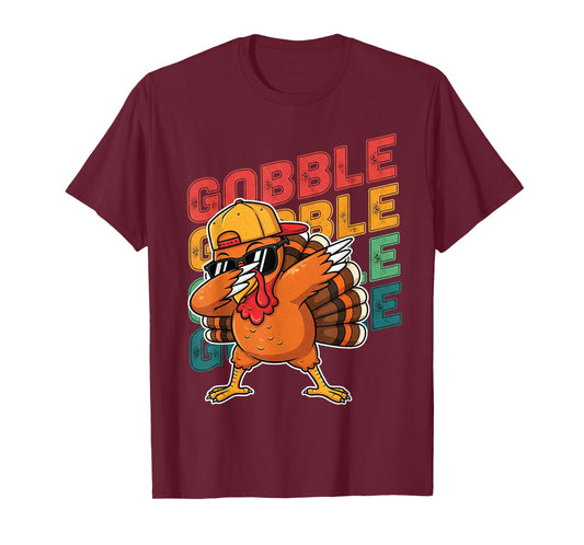 Thanksgiving Turkey Dabbing Gobble Funny Boys Kids T-Shirt
