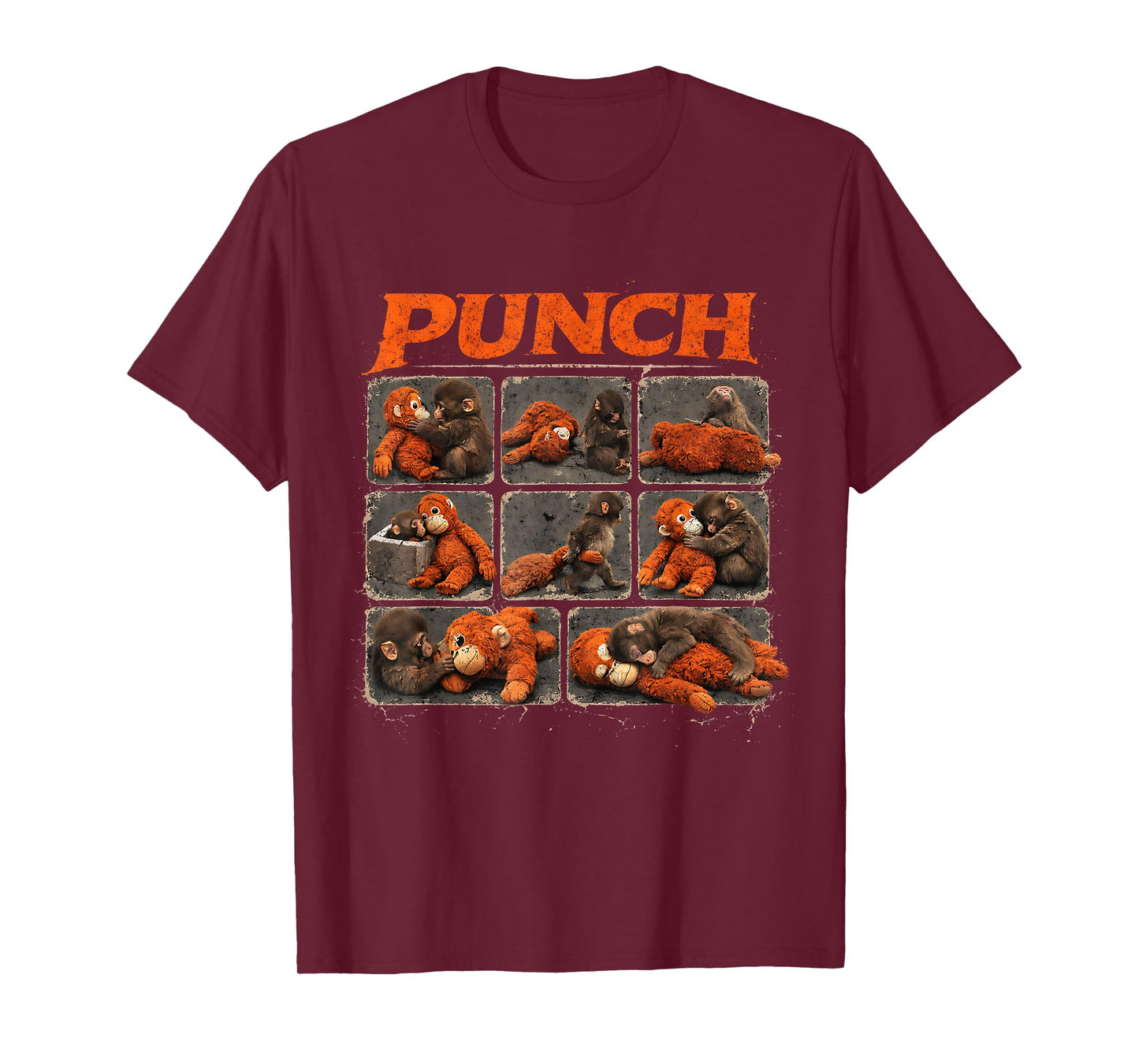 Punch Cute Monkey and Teddy Collage Design T-Shirt