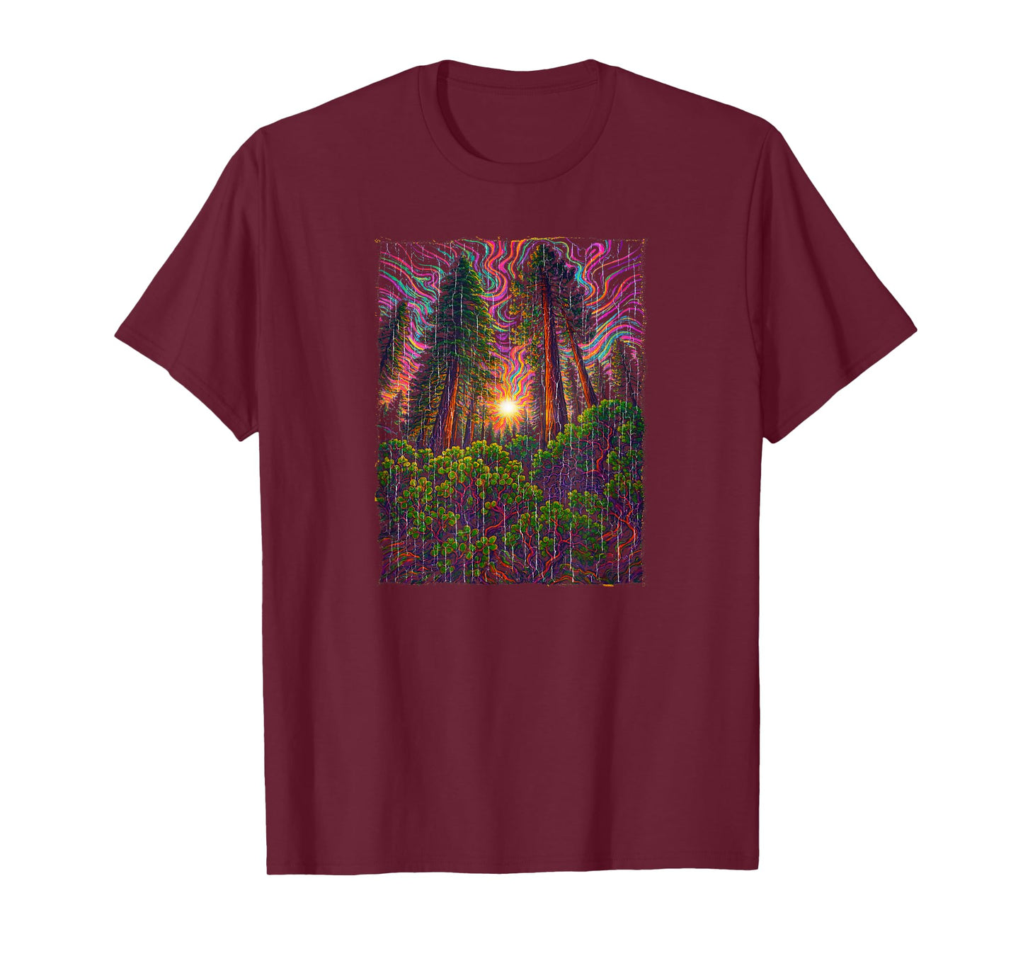 Psychedelic Forest Light and Nature Energy Design T-Shirt