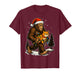 Christmas Bigfoot with Cat and Lights Santa Hat Funny Xmas T-Shirt