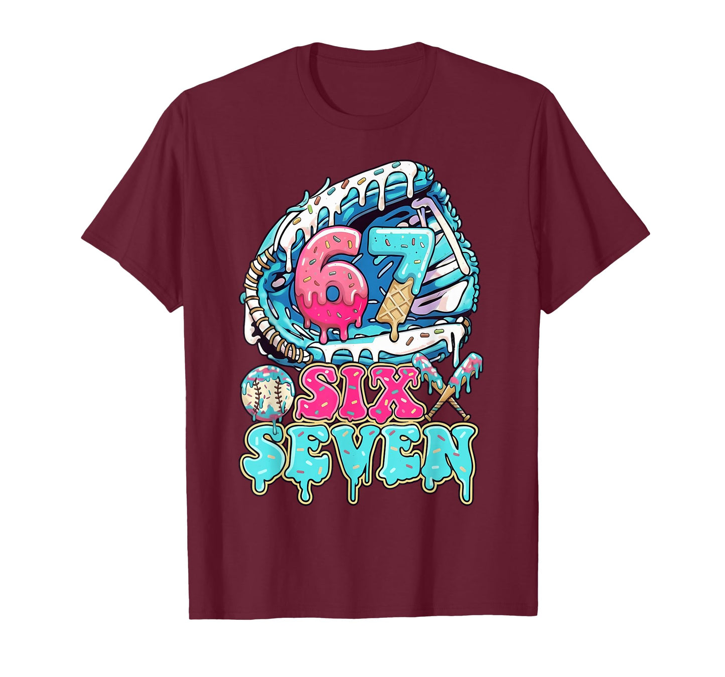 Six Seven 67 Ice Cream Drip Baseball Gift for Boy Kids Youth T-Shirt