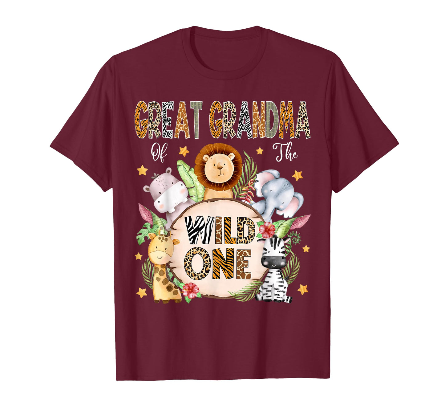Great Grandma of The Wild One 1St Birthday Kids Safari T-Shirt