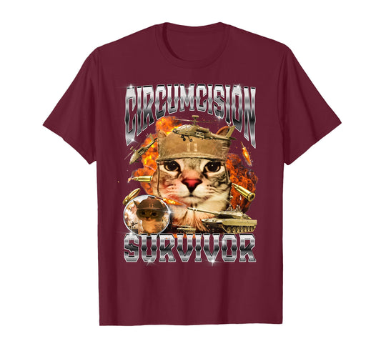 Circumcision Survivor Cat Meme Bootleg Funny T-Shirt