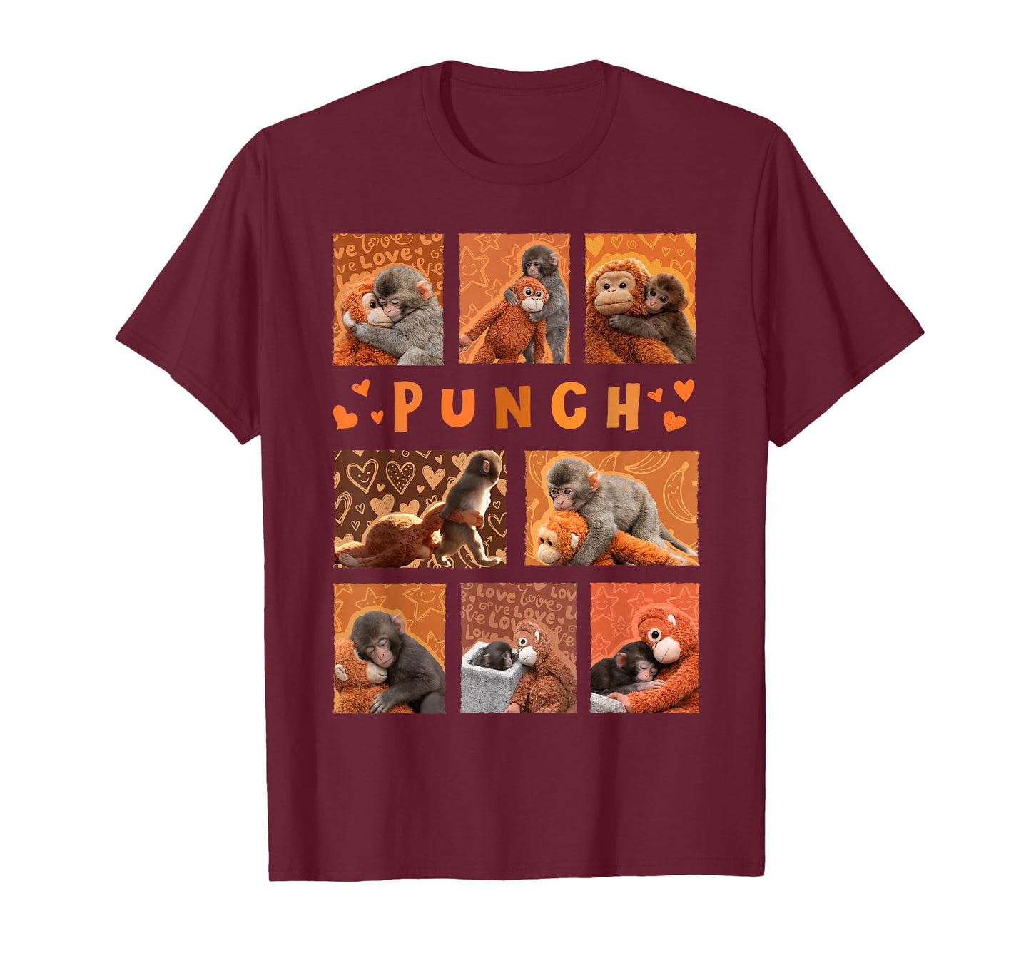 Baby Monkey Punch Mama Monkey Plush Hugs Kids Men Women Cute T-Shirt