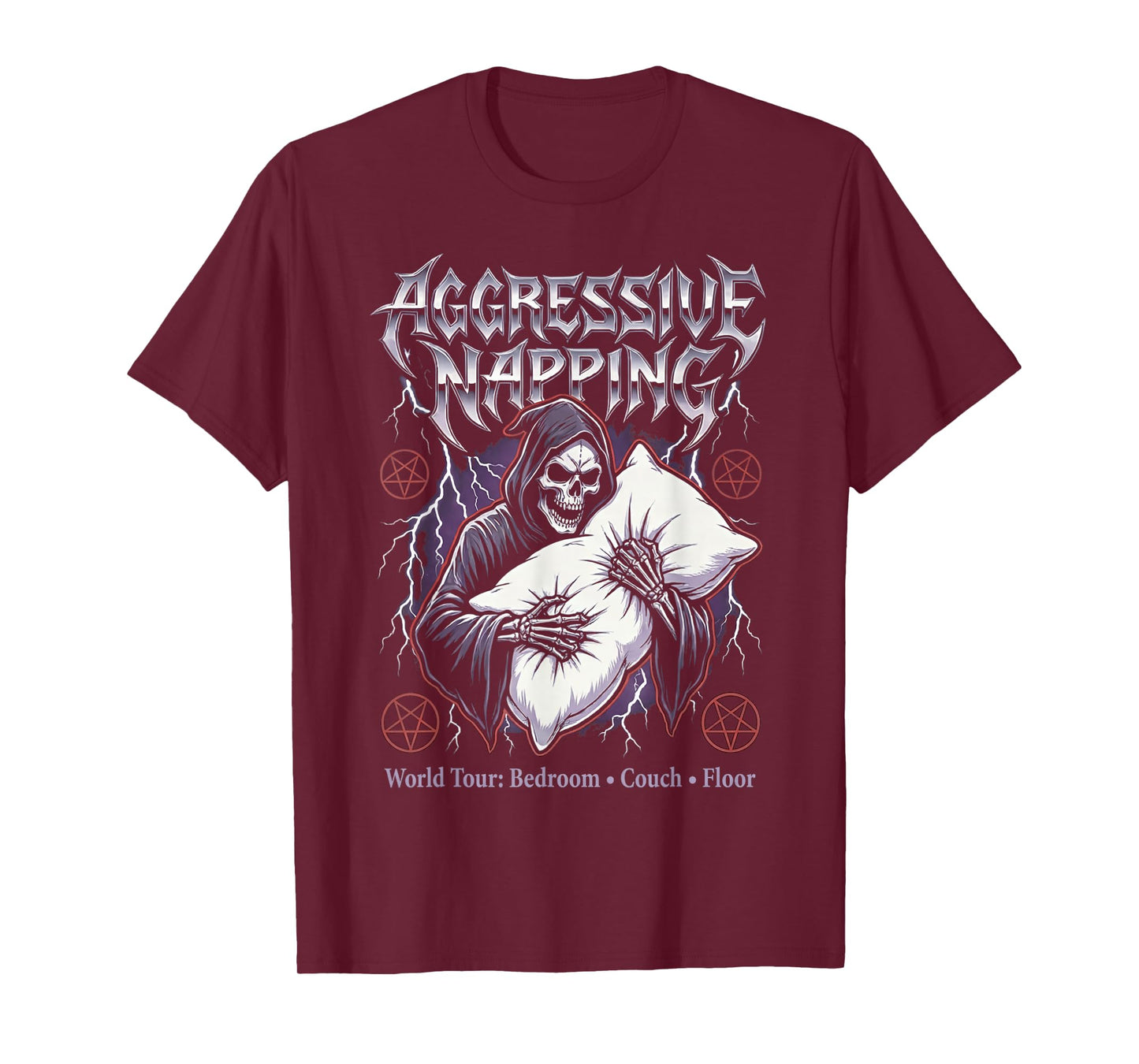 Aggressive Napping Funny Heavy Metal Grim Reaper Sleep T-Shirt