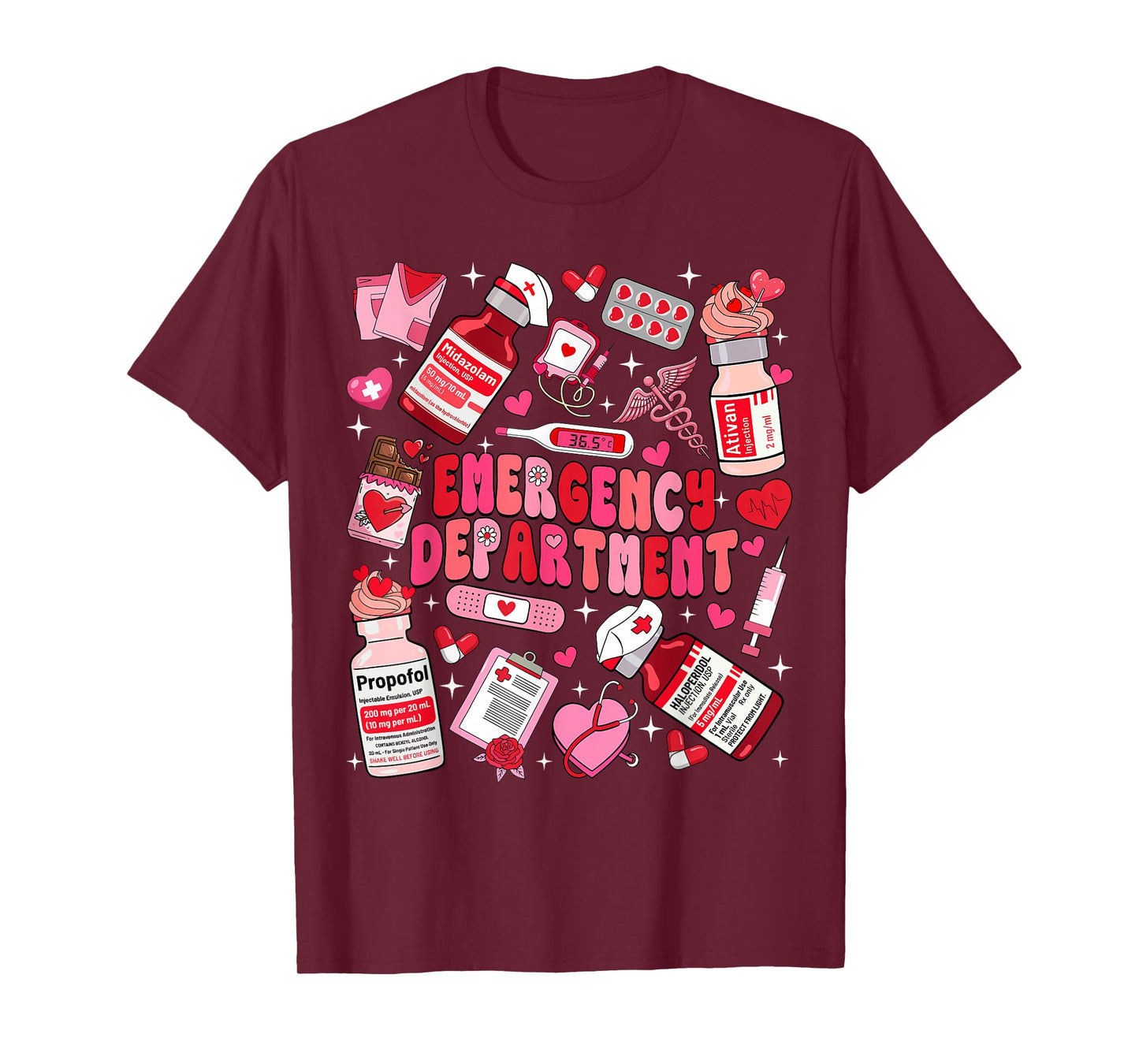 Retro Emergency Department ED ER Nurse Valentines Day Women T-Shirt
