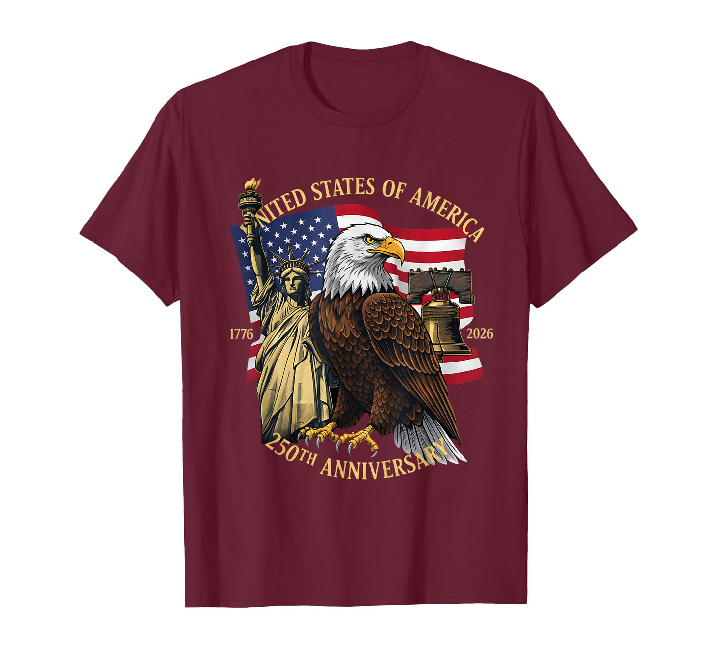 250 Years 1776-2026 250th Birthday Eagle Liberty Bell T-Shirt