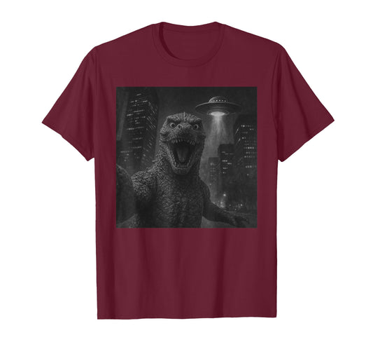 Funny Japanese Kaiju Selfie UFO Alien Meme Men Boys Kids T-Shirt