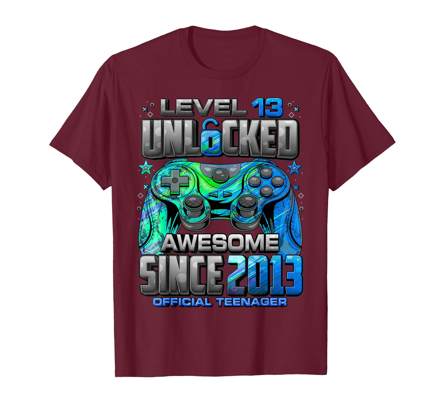 Level 13 Unlocked Awesome Since 2013 13th Birthday Gaming T-Shirt