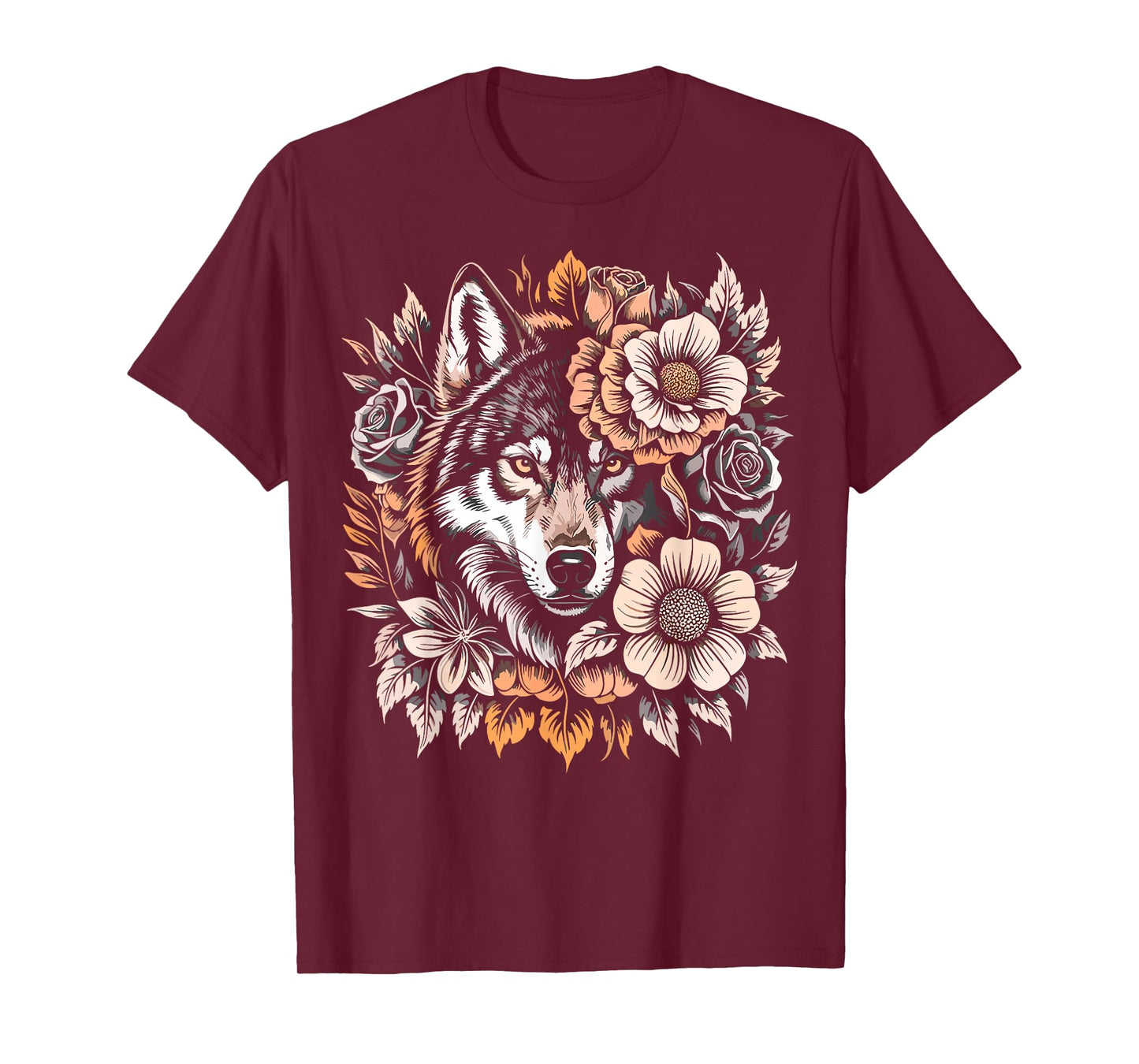 Wolf with Flowers Wolves T-Shirt