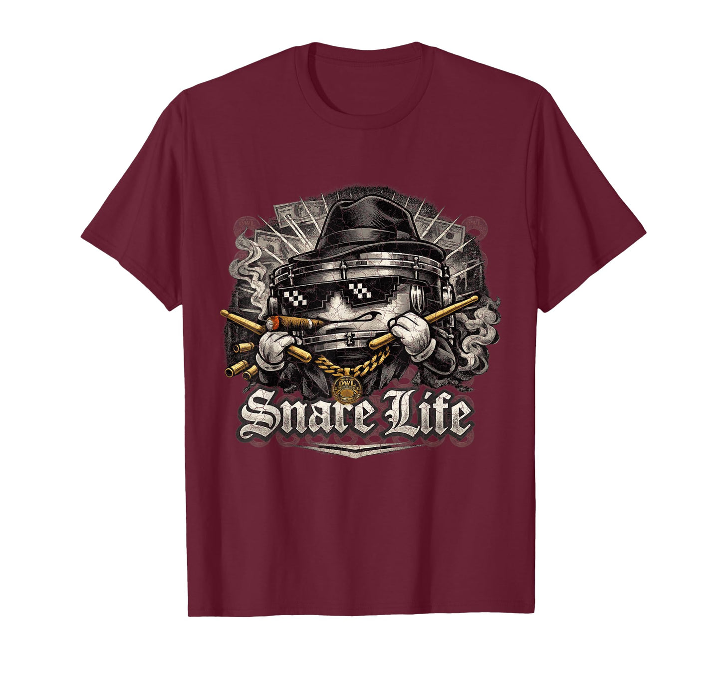 Funny Drummer Snare Life Cartoon Character T-Shirt