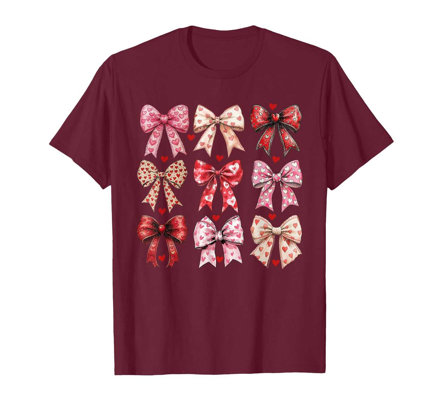 Valentine Hearts Leopard Coquette Bow Women Girls Boys T-Shirt