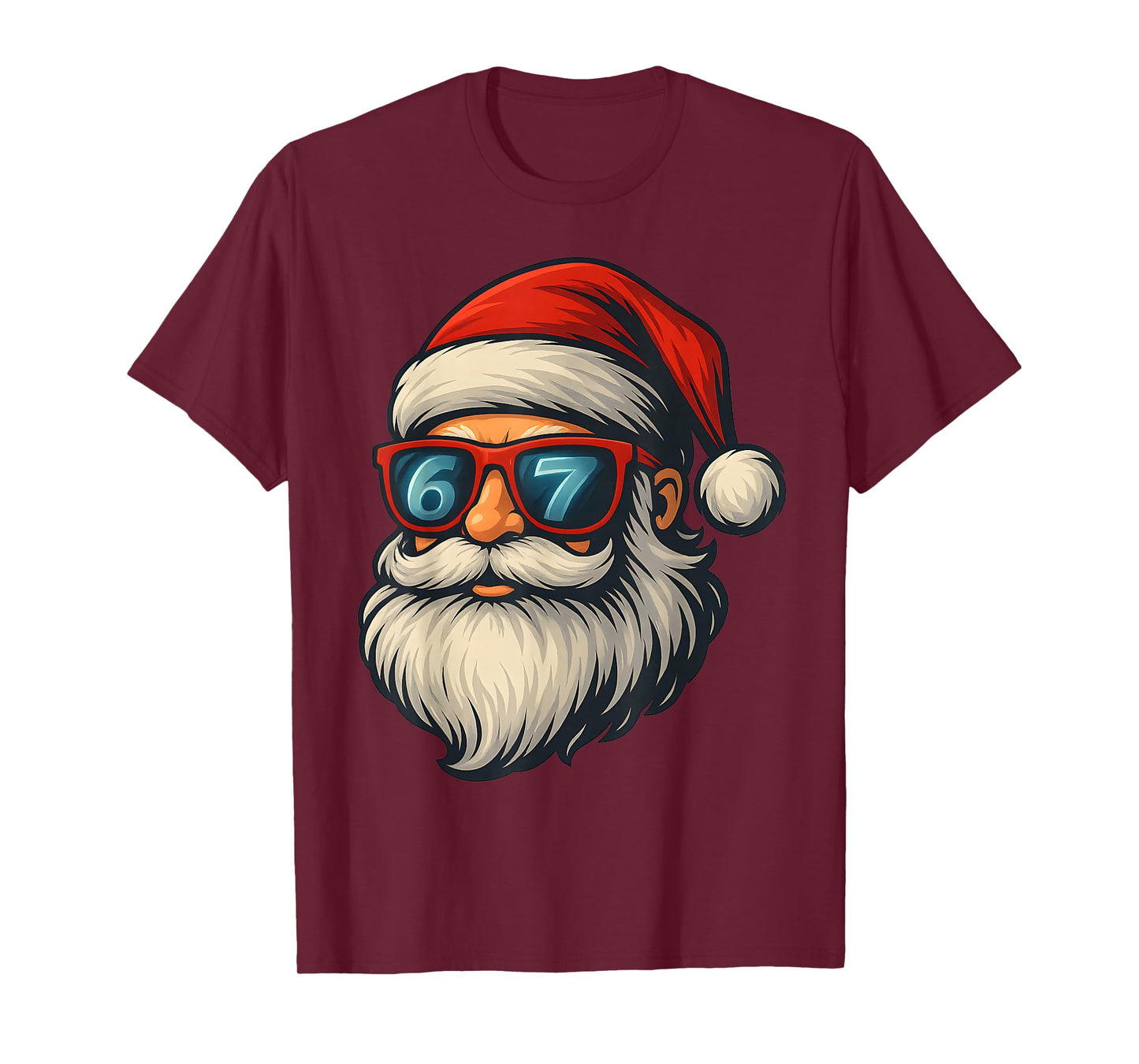 Funny 6 7 Six Seven Meme Santa face Christmas Retro T-Shirt