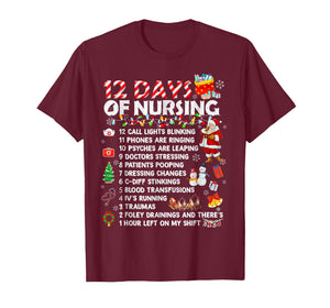 Nurses Merry Christmas Funny 12 Days of Nursing Xmas Women T-Shirt