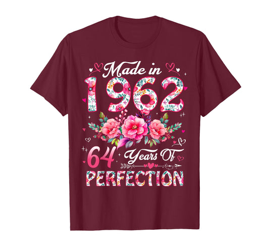 64 Year Old Made in 1962 Floral 64th Birthday Women T-Shirt