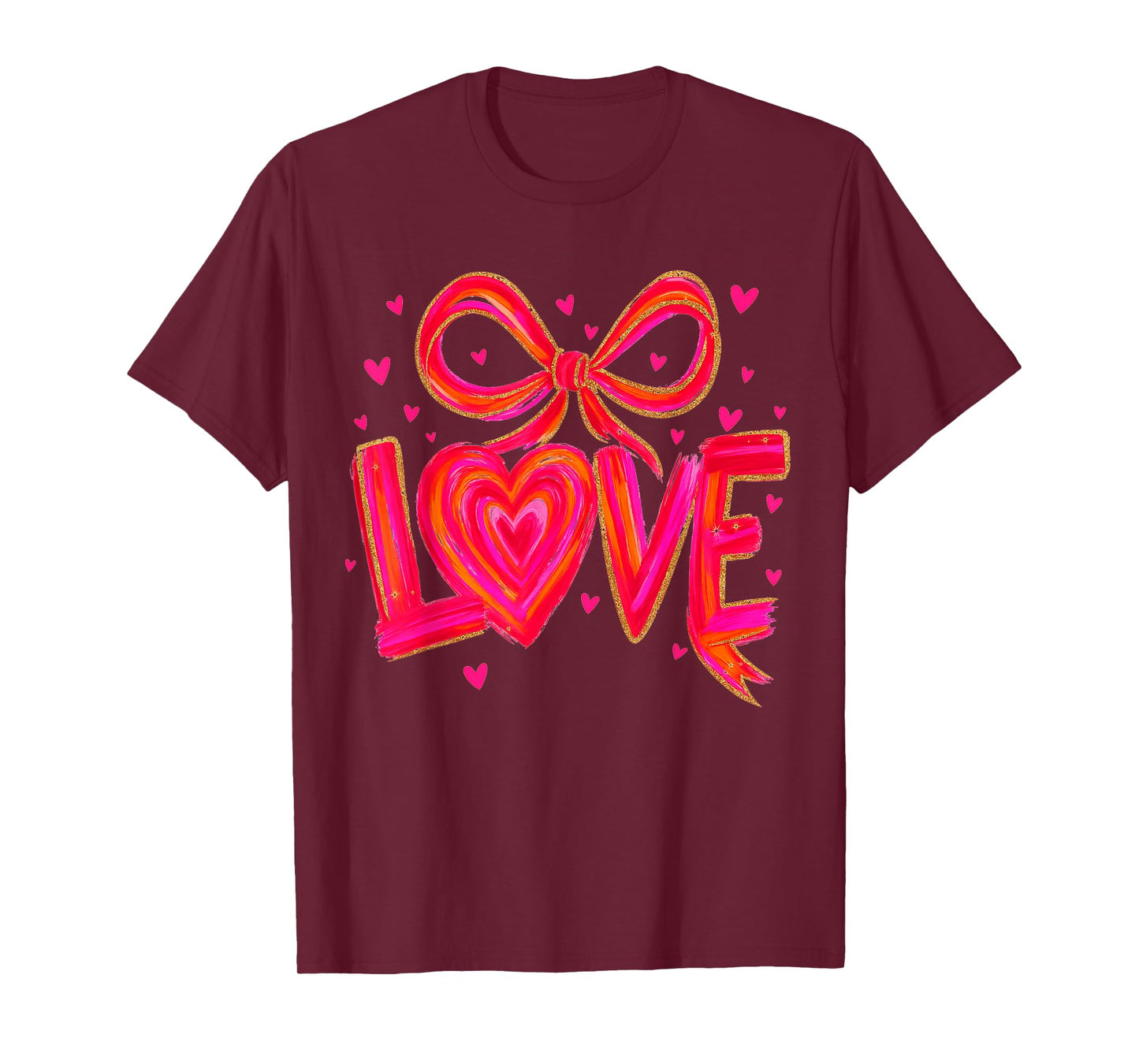 Valentine's Day Love Preppy Coquette Bow XOXO Hearts T-Shirt
