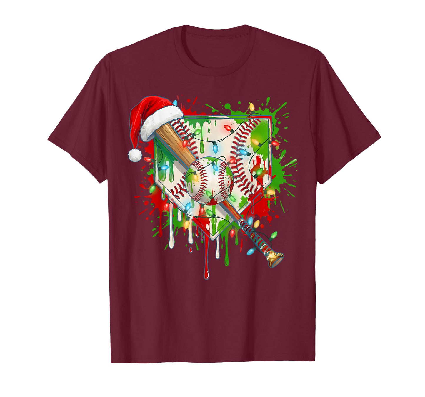 Santa Sports Ice Baseball Christmas Xmas Pajama Kid Men Boys T-Shirt