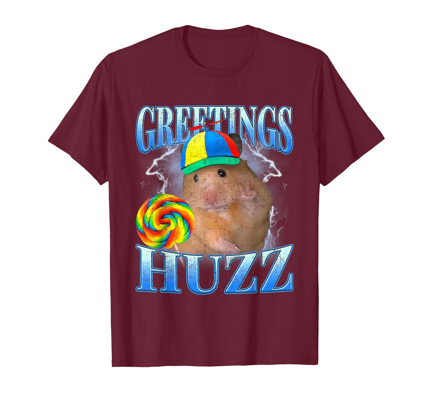Retro Lollipop Hamster Meme Greetings Huzz Funny Gen Z Alpha T-Shirt