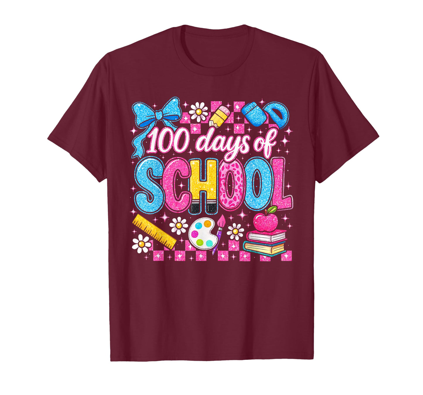 Coquette 100 Days Happy 100th Day of School Teacher Kids T-Shirt
