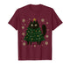 Funny Christmas Cat Tree Costume Snowflake Holiday Art T-Shirt