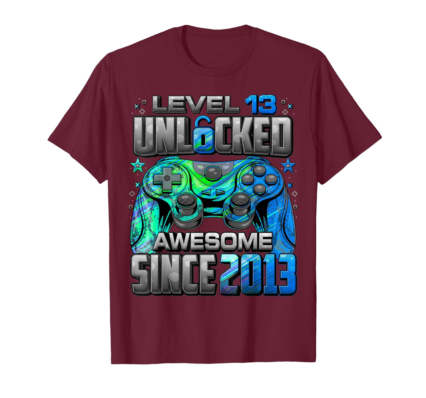 Level 13 Unlocked Awesome Since 2013 13th Birthday Gaming T-Shirt