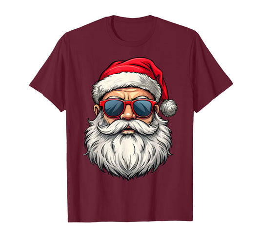 Cool Santa Claus Face Retro Sunglasses Christmas Men Boys T-Shirt