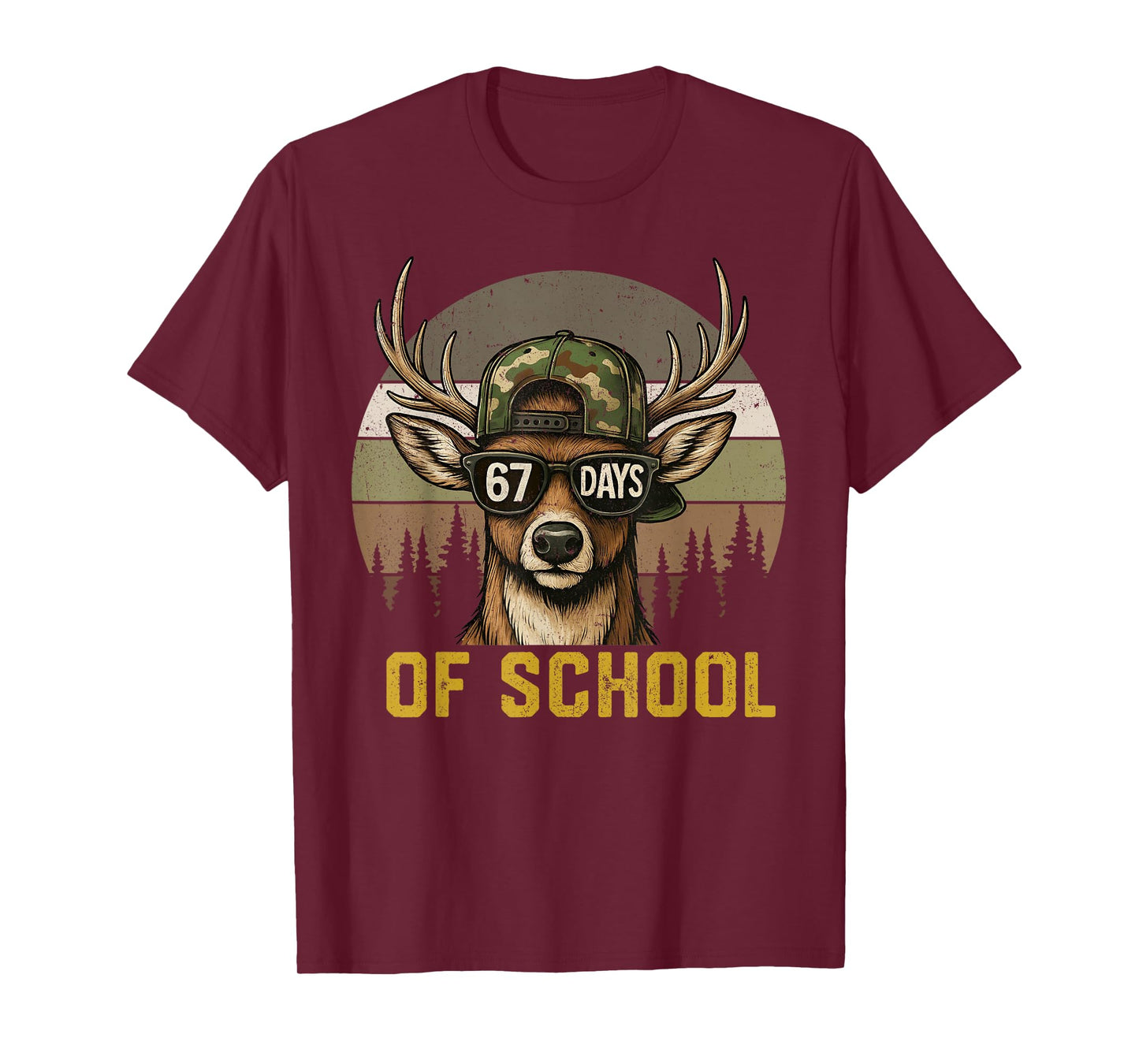 67 Days of School Deer Hunting Boy Camo Boy Girl Teacher T-Shirt