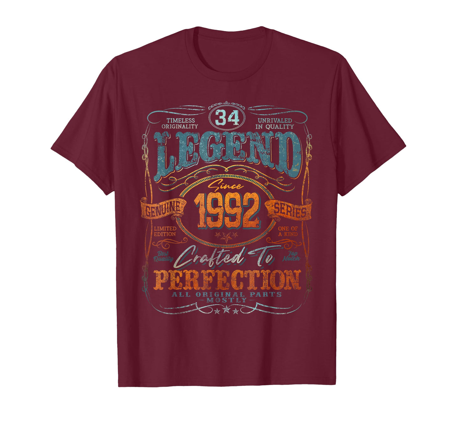Vintage 1992 Limited Edition Shirt 34 Year Old 34th Birthday T-Shirt
