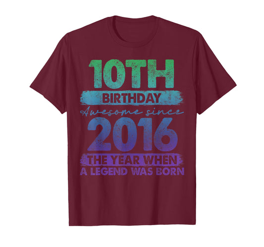 10 Year Old Gifts Vintage 2016 Limited Edition 10th Birthday T-Shirt