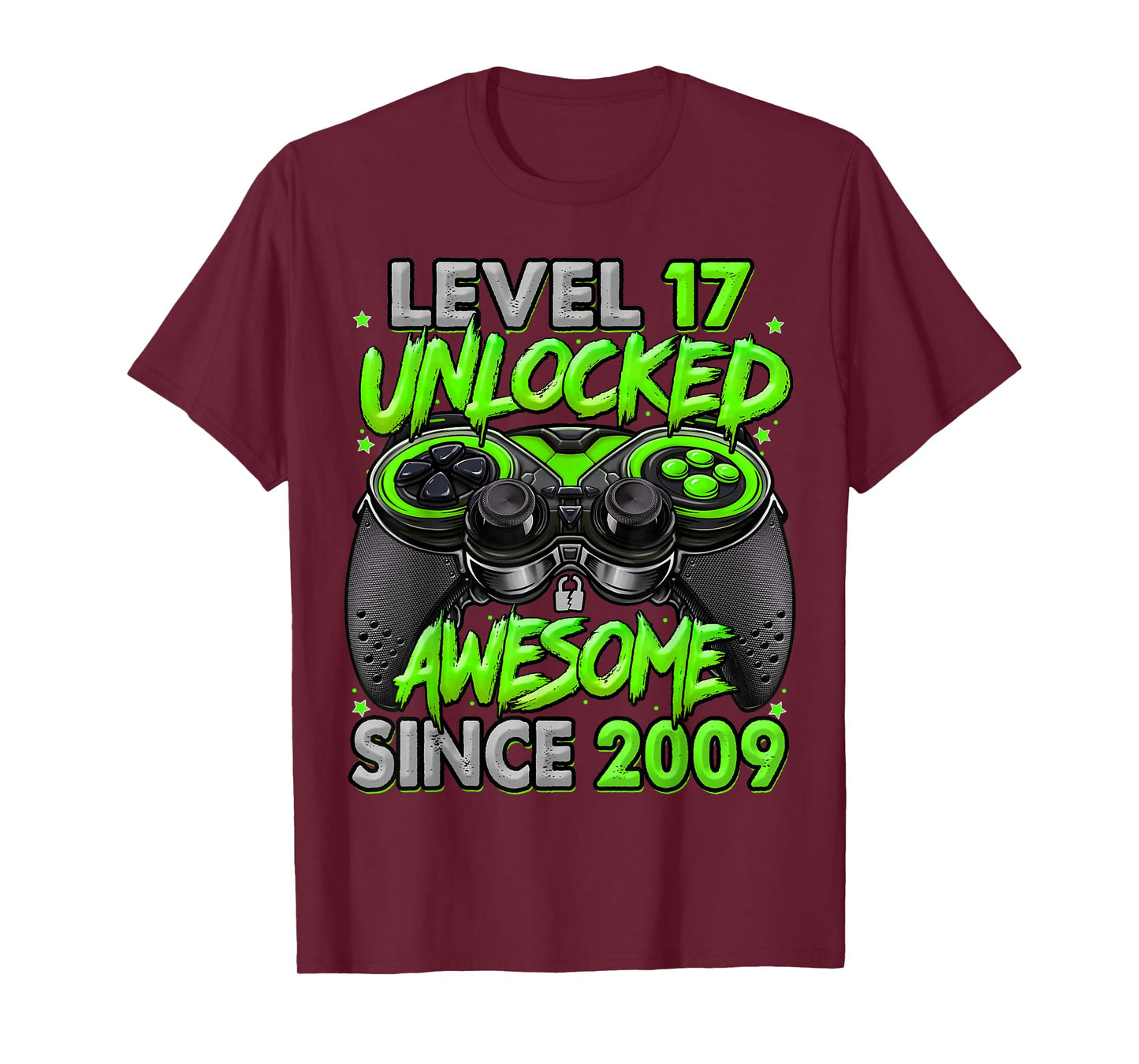 Level 17 Unlocked Awesome Since 2009 17th Birthday Gaming T-Shirt