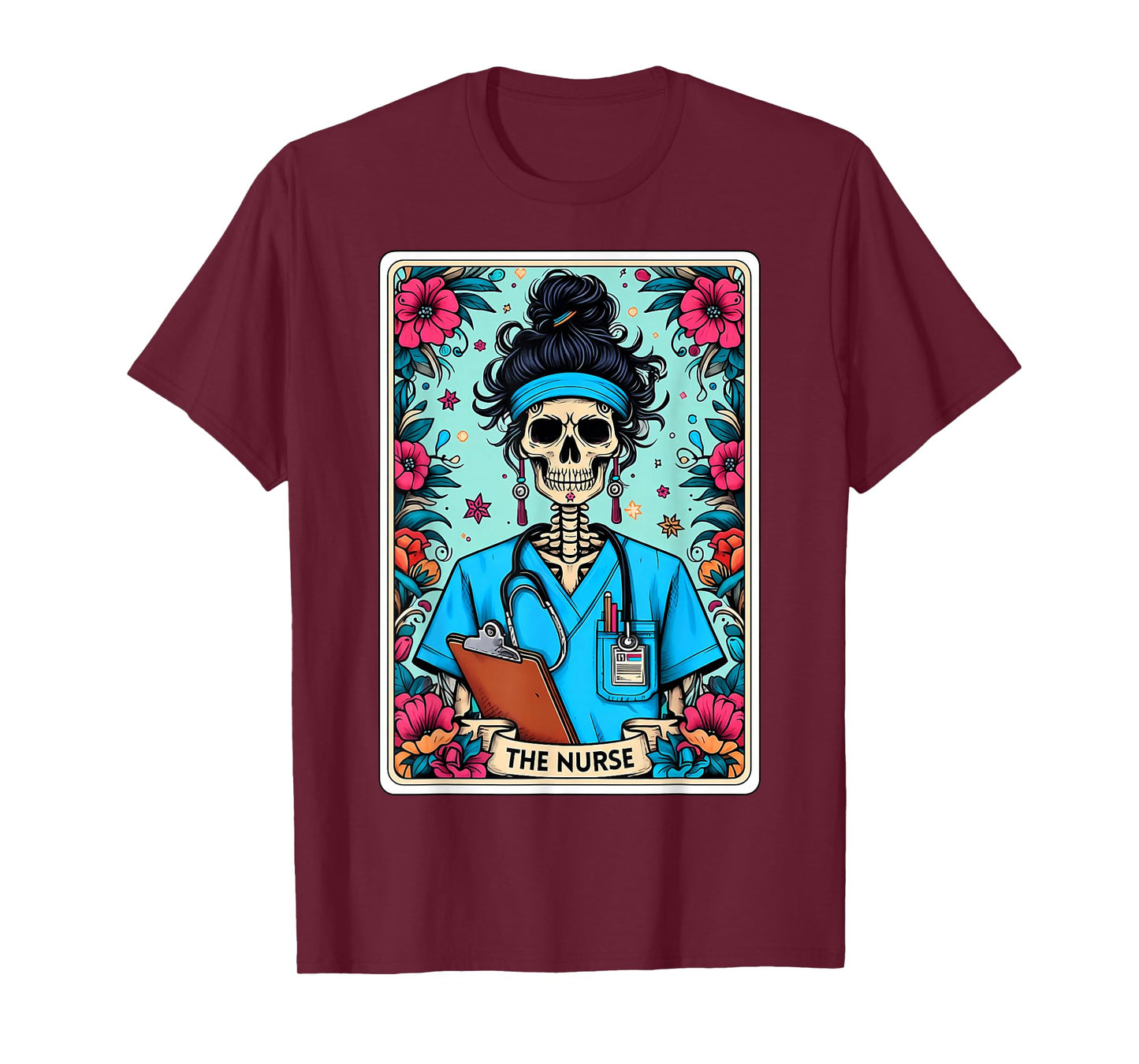 The Nurse Tarot Card Day of The Dead Dia de Los Muertos T-Shirt